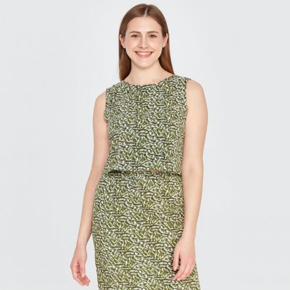 Linden Hill Olive Patterned Pencil Skirt - Picture 1 of 4